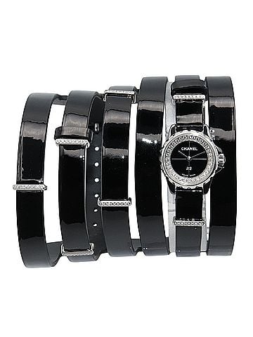 Chanel Chanel J12 XS Double Belt Diamond Bezel Watch, Stainless Steel, Ceramic, Diamond, Leather Strap, Women's, Black, H4665 (view 1)