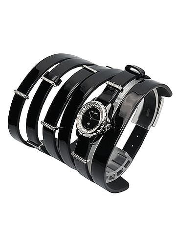 Chanel Chanel J12 XS Double Belt Diamond Bezel Watch, Stainless Steel, Ceramic, Diamond, Leather Strap, Women's, Black, H4665 (view 2)