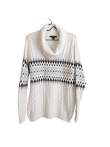 Tahari cowl neck fair isle knit sweater Pullover Sweater (view 1)