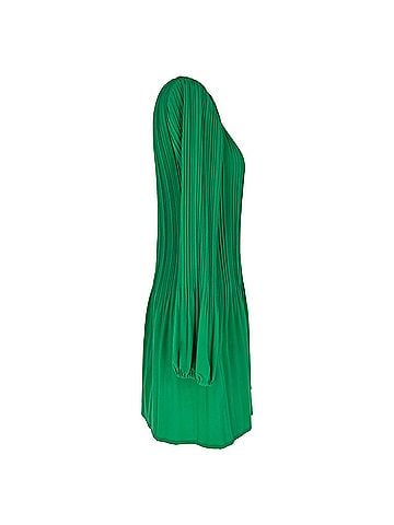 Maje Maje Pleated Long Sleeve Mini Dress in Green Polyester (view 2)