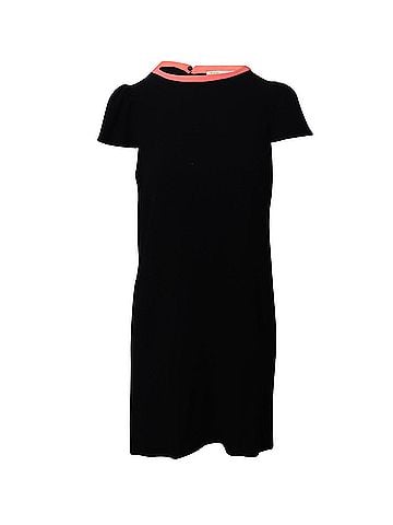 Maje Maje Contrast Neck Shift Dress in Black Acetate (view 1)
