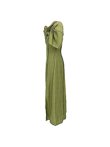 Cult Gaia Cult Gaia Muna Off The Shoulder Midi Dress in Green Linen (view 2)