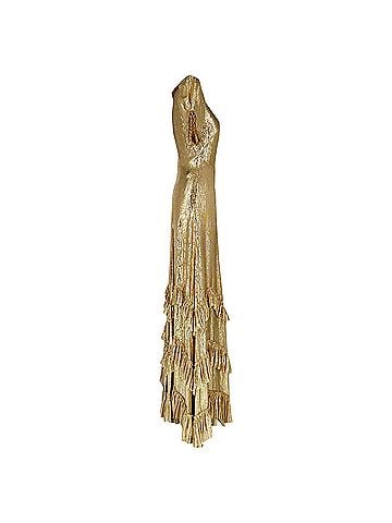 The Vampire's Wife The Vampire's Wife The Sky Rocket Maxi Dress in Metallic Gold Wool (view 1)