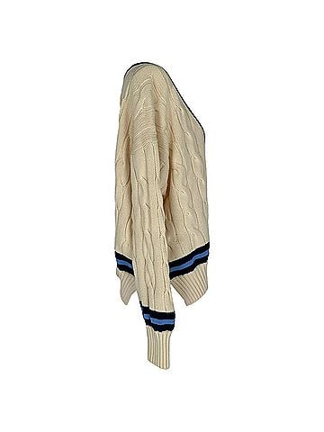 Ralph Lauren Polo Ralph Lauren Cable-Knit Cricket Jumper in Cream Cotton (view 2)