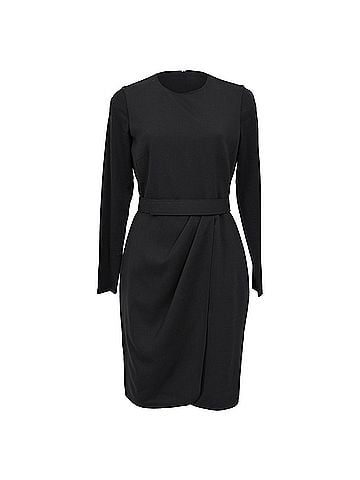 Max Mara Max Mara Long Sleeve Midi Sheath Dress in Black Wool (view 1)