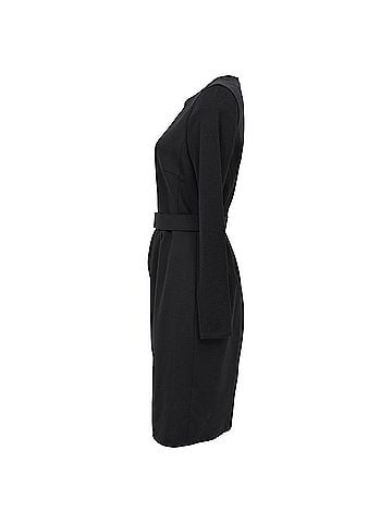 Max Mara Max Mara Long Sleeve Midi Sheath Dress in Black Wool (view 2)