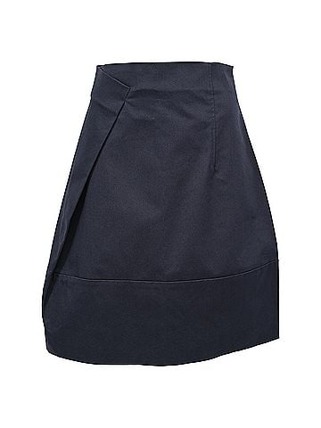 Jil Sander Jil Sander A-Line Midi Skirt in Navy Blue Cotton (view 1)