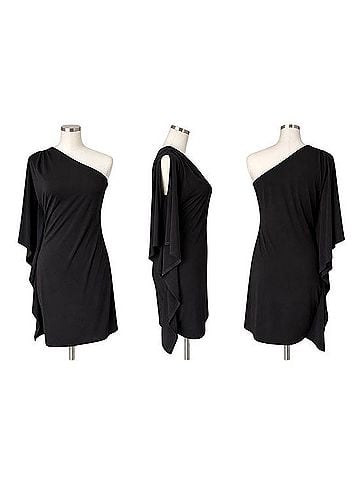 Calvin Klein One Shoulder Draped Cape Sleeve Dress Cocktail Dress (view 1)