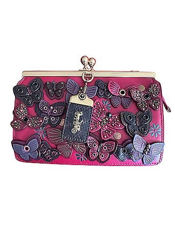 Coach Couch Double Frame Kiss Lock with Butterfly Floral Appliqué Clutch (view 1)