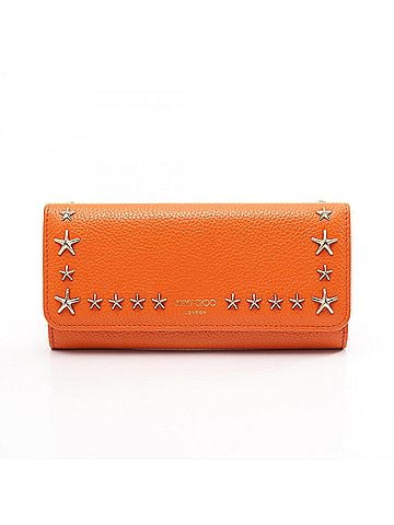 Jimmy Choo Jimmy Choo Star Studded Bi-fold Long Wallet, Leather, Women's, Orange (view 1)
