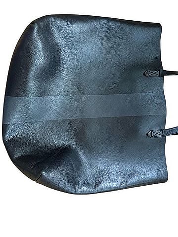 Madewell Black Leather Tote With Center Tonal Stripe Tote (view 2)