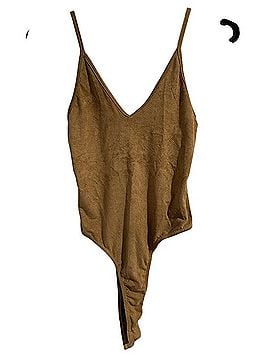 rue21 Tan Suede-Look V-Neck Cami Bodysuit Tank Top (view 2)
