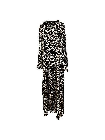 Ganni Ganni Leopard Midi Shirt Dress in Animal Print Cotton (view 1)