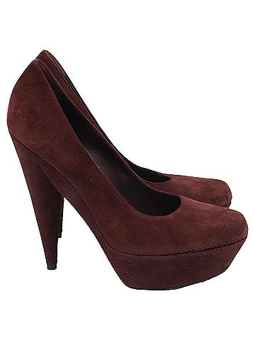 Saint Laurent Saint Laurent Aliama Pumps in Burgundy Suede (view 1)