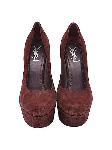Saint Laurent Saint Laurent Aliama Pumps in Burgundy Suede (view 2)