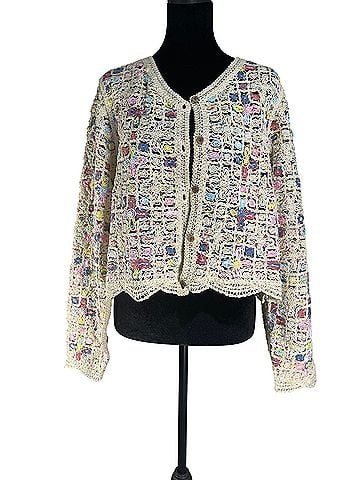 Saachi Scalloped Floral Crochet Cardigan (view 1)