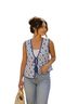 Nanette Lepore 100% Polyester 100% Rayon Floral Blue White Vest Size XL - photo 1
