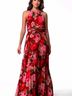Xscape 100% Polyester Floral Pink Red Cocktail Dress Size 8 - photo 5