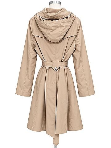 London Fog Belted, beige, hooded, lightweight, lined, classic, water-resistant, size large Trenchcoat (view 2)