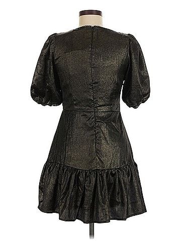 Rachel Parcell Gold Puff Sleeve Ruffle Hem Mini Dress Cocktail Dress (view 2)
