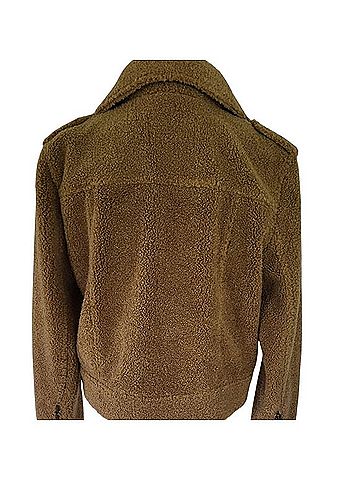 Zara Camel Teddy Moto Shearling Jacket Faux Fur Jacket (view 2)