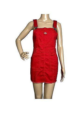 Dickies Red Jean Overall Dress Casual Dress (view 1)