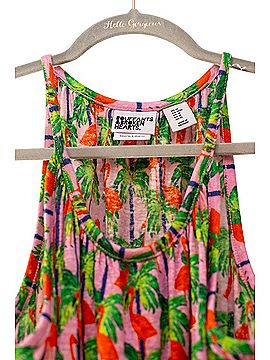 Bouffants & Broken Hearts flamingo and palm tree Tank Top (view 2)