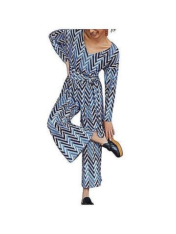Anthropologie Breezy Chevron Wide Leg Jumpsuit Overalls (view 1)
