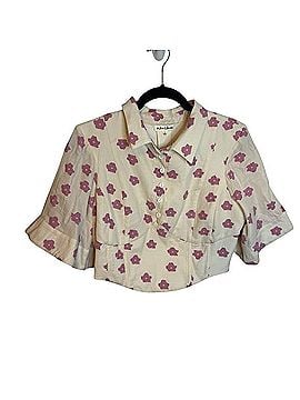 For Love & Lemons Pink Floral Embroidered Puff Sleeve Bodice Blouse (view 1)