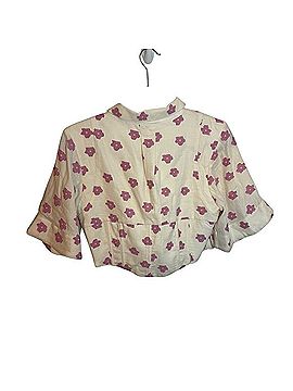 For Love & Lemons Pink Floral Embroidered Puff Sleeve Bodice Blouse (view 2)