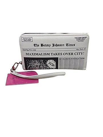 Betsey Johnson Times Newspaper Print Zip Around Wallet Wristlet Wallet (view 2)