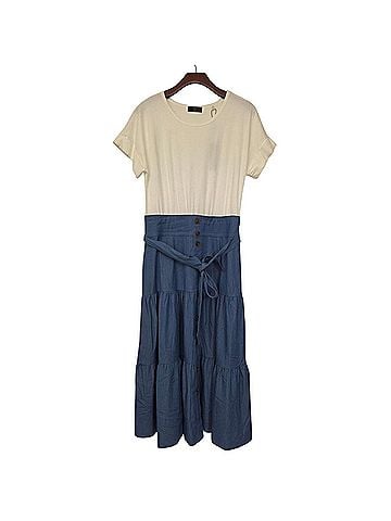 Tahari Mixed Media Tiered Midi Casual Dress (view 1)