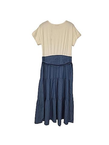 Tahari Mixed Media Tiered Midi Casual Dress (view 2)
