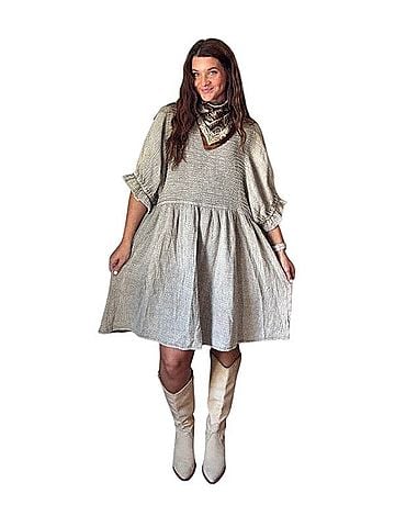 Three Bird Nest Quinn Puff Sleeve Mini Casual Dress (view 1)