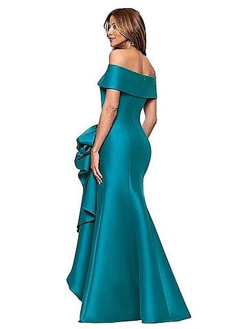 Xscape Mikado Off-The-Shoulder Ruffle Gown Cocktail Dress (view 2)