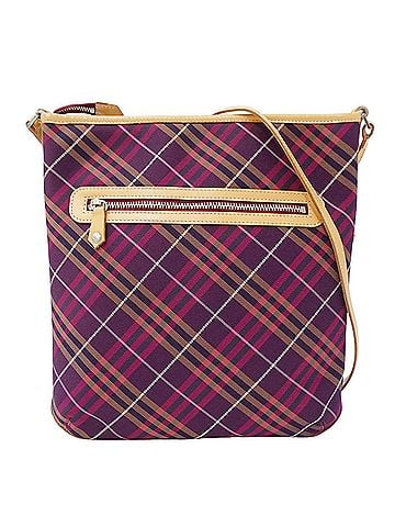 Burberry Blue Label Burberry Blue Label handbag for women, brand shoulder bag, nylon and leather, purple beige check pattern. (view 1)