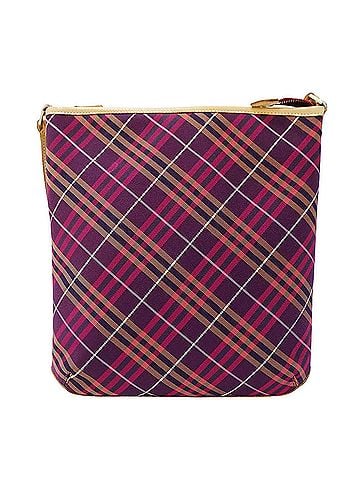 Burberry Blue Label Burberry Blue Label handbag for women, brand shoulder bag, nylon and leather, purple beige check pattern. (view 2)