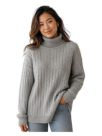 Ralph Lauren Cable-Knit Cashmere Turtleneck Sweater Cashmere Pullover Sweater (view 1)
