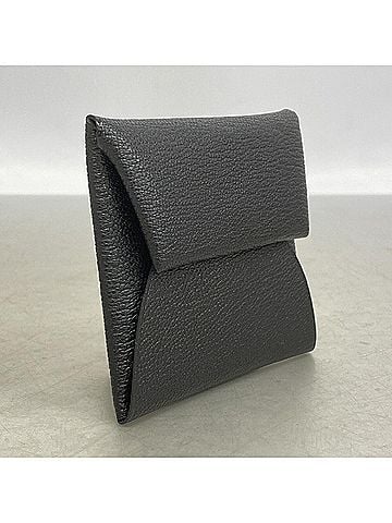 Hermès Hermes Bastia Chevre Mysore Wallet/Coin Case, Black, G Stamp, Women's (view 2)