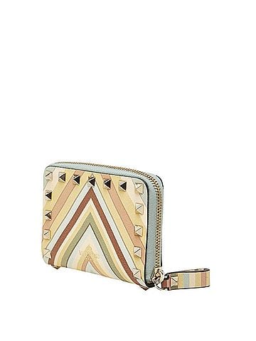 Valentino Valentino Studded Round Zip Mini Wallet, Coin Purse, PR-K-358-VO72, Green Multicolor Leather, Women's. (view 2)