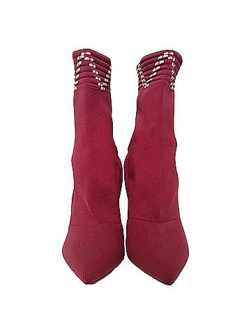 Malone Souliers Malone Souliers Mariah Ankle Boots in Burgundy Cotton (view 2)