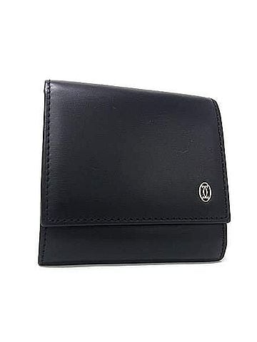 Cartier CARTIER Cartier Pasha Wallet/Coin Case, Black Leather, Men's (view 1)