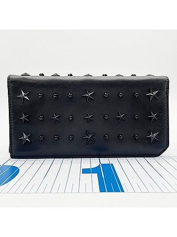 Jimmy Choo JIMMY CHOO Cooper Long Wallet, Black Leather, Men's/Women's, Star Studs, Bi-fold (view 2)