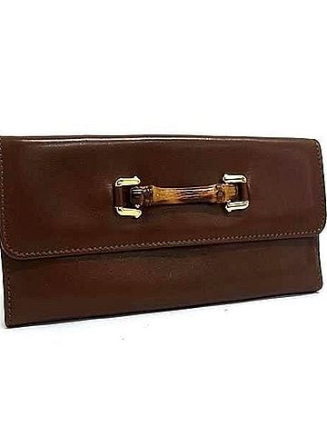 Gucci GUCCI Long Wallet Bamboo Flap 035 1137 1863 0 Brown Leather Women's Bi-fold (view 1)