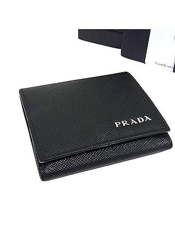Prada PRADA Coin Case 2MM935 Black Saffiano Leather Men's and Women's (view 1)