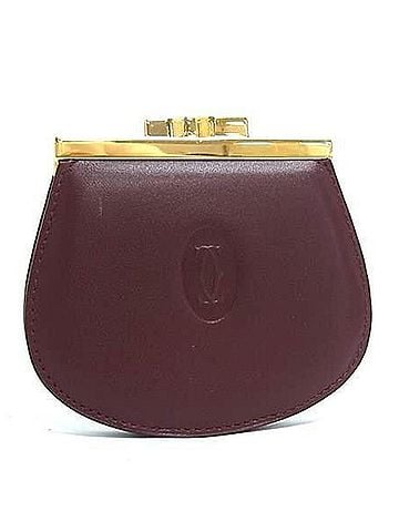 Cartier Cartier Wallet/Coin Case, Must Line, Bordeaux Calf Leather, Men's/Women's Coin Purse (view 1)
