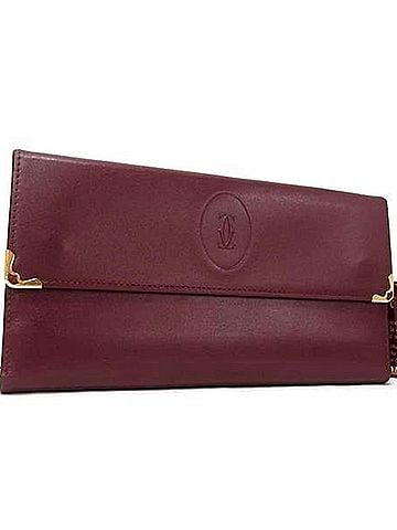 Cartier Cartier Long Wallet, Must Line, L3000002, Bordeaux, Calf Leather, Women's Tri-fold (view 1)