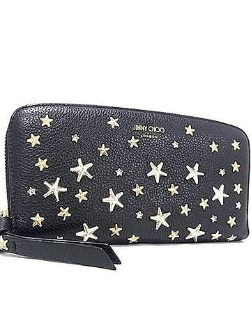 Jimmy Choo JIMMY CHOO Philippa Long Wallet, Black Leather, Women's, Round (view 1)