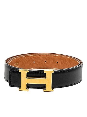 Hermès Box Calf and Courchevel Constance H Reversible Belt (view 1)