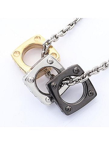Louis Vuitton Louis Vuitton Monogram Bold Necklace, Gold Plated (GP), Metal, Men's, Silver/Gold Tone, M00675 (view 1)